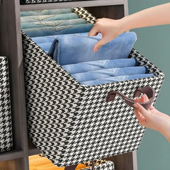 4 Pcs Brown Checkered Storage Cubes - Premium Foldable Closet Organizer