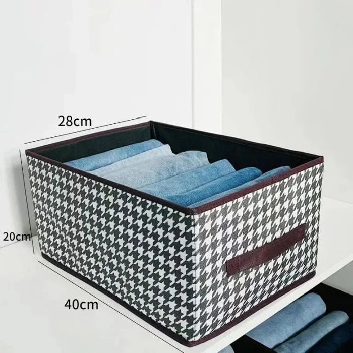4 Pcs Brown Checkered Storage Cubes - Premium Foldable Closet Organizer